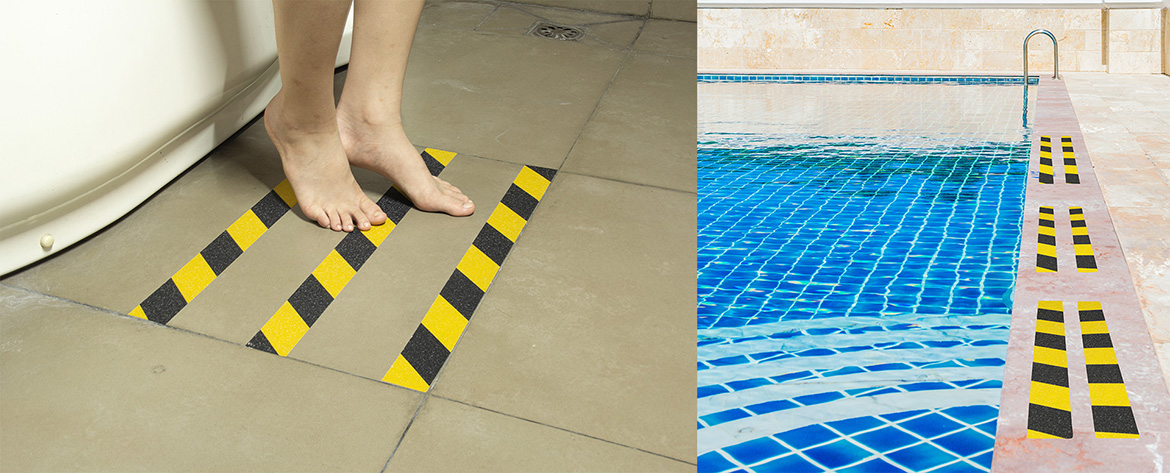 Anti Slip Safety Grip Tape with Roller, Yellow/Black